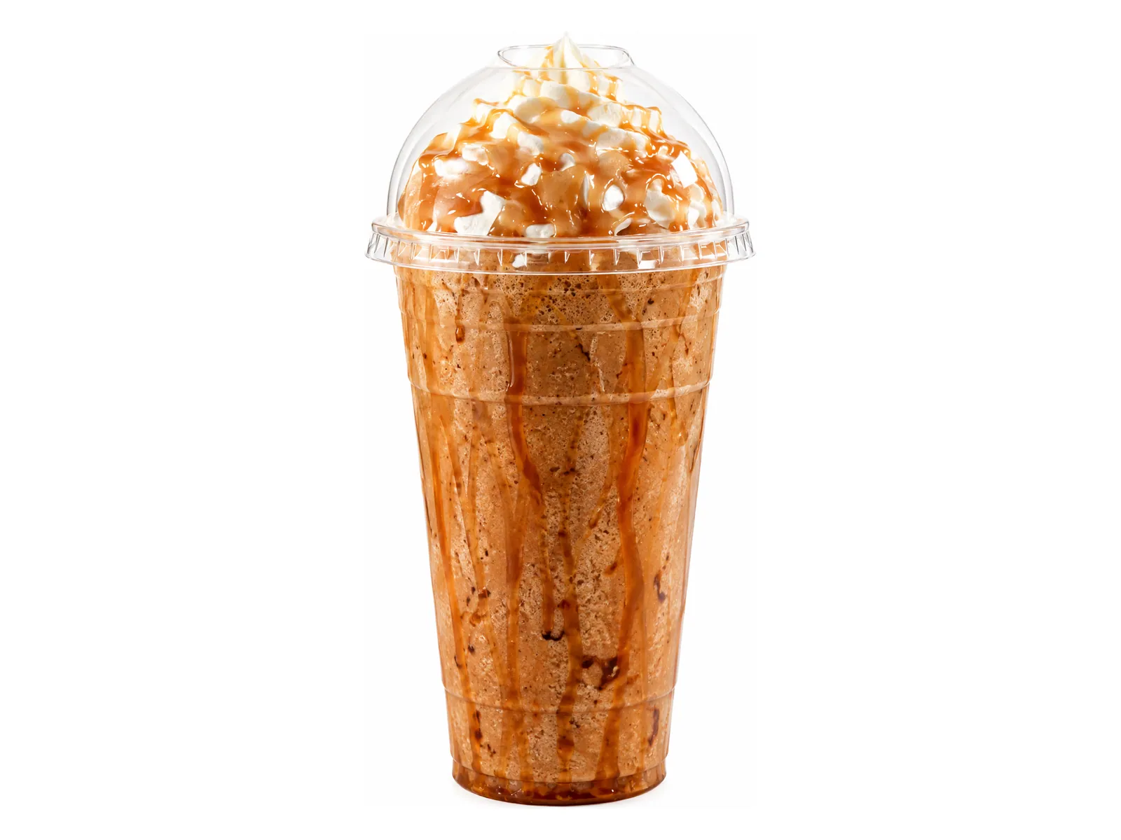 Chai protein coffee topped with whipped cream and caramel drizzle