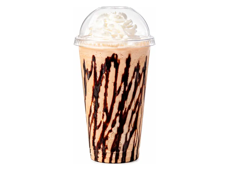 Choco Banana PB protein shake with chocolate drizzle and whipped topping at Fuel Up Energy Cafe in Bolingbrook