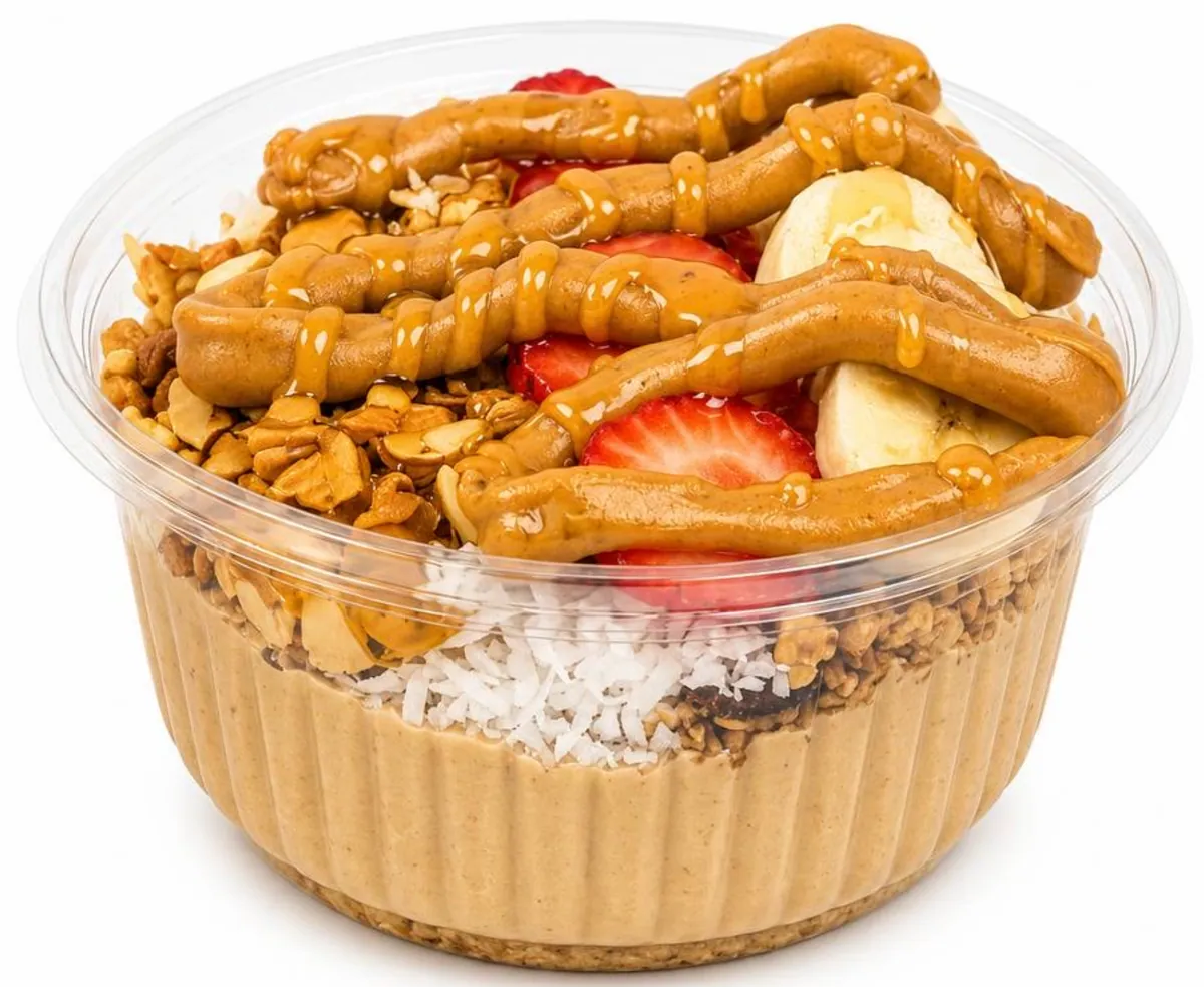 Chunky Monkey Bowl with peanut butter drizzle, banana and granola