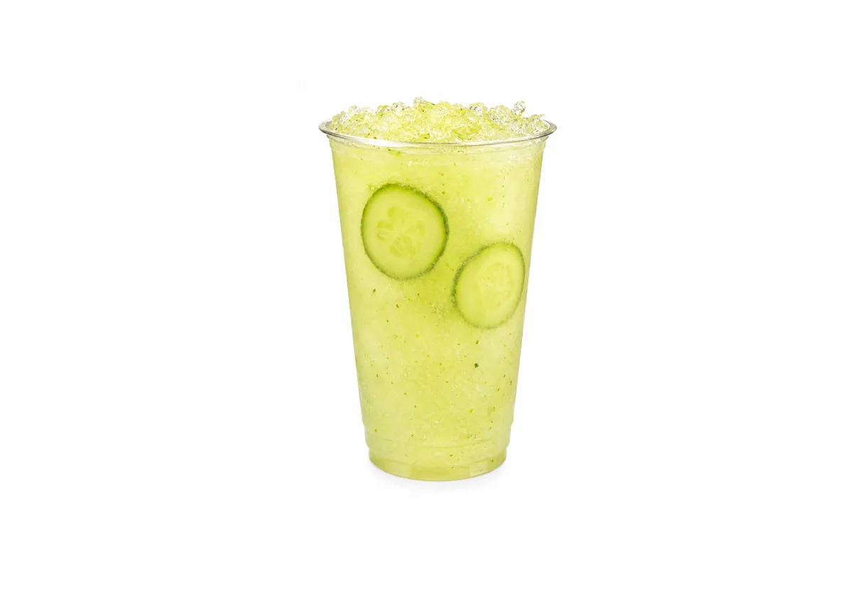 Cucumber Chia Lemonade Digestive Aid refresher with cucumber wheels