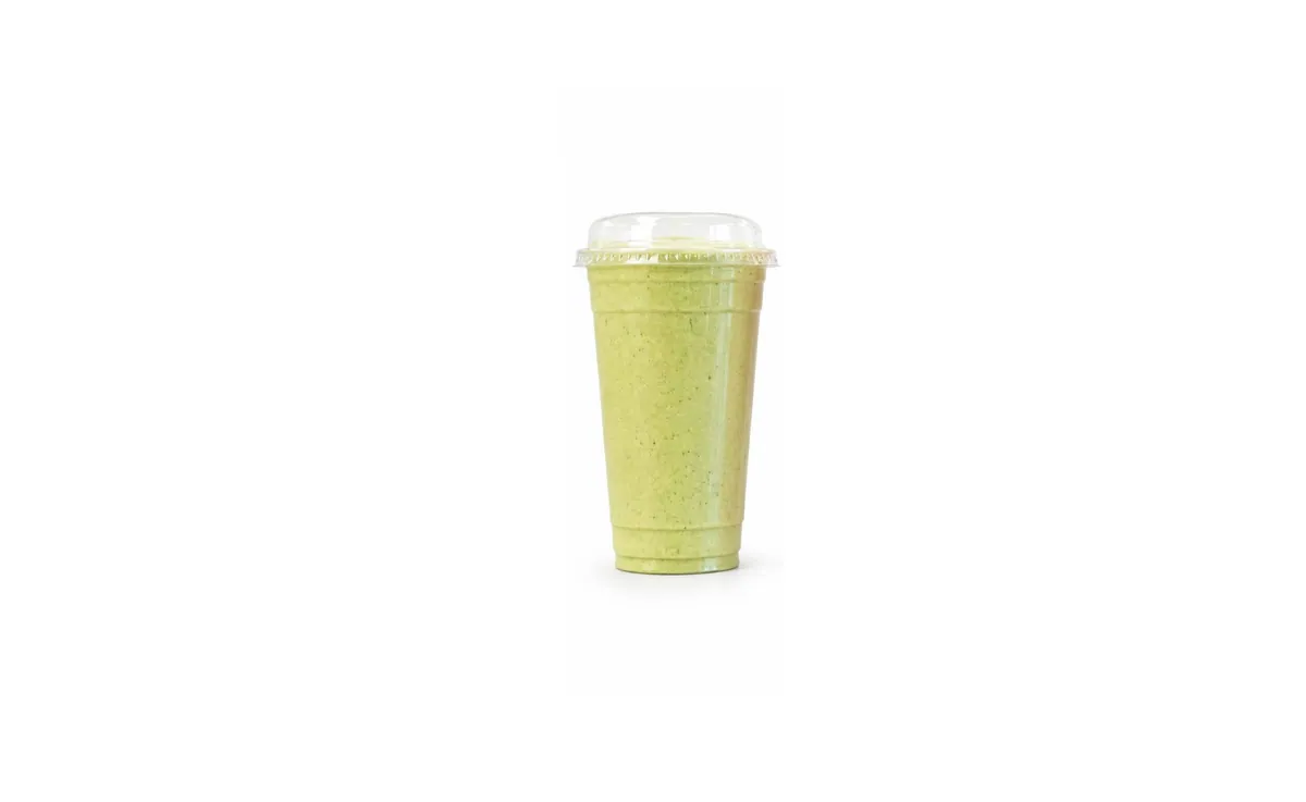 Green Machine protein smoothie with mango, pineapple and greens