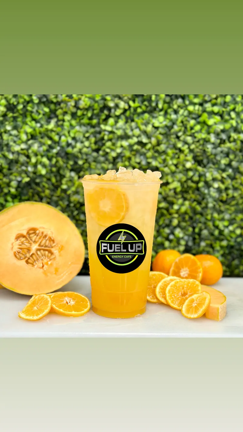 Orange Melon wellness refresher styled with cantaloupe and fresh oranges