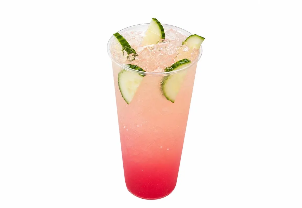 Strawberry Cucumber LIT TEA with fresh strawberries and cucumber